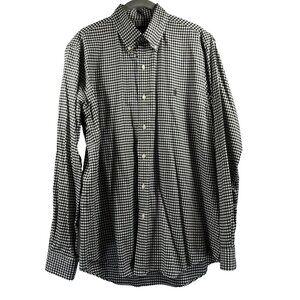 Ralph Lauren Mens Shirt Med Black White Micro Check Button Up Long Sleeve Cotton